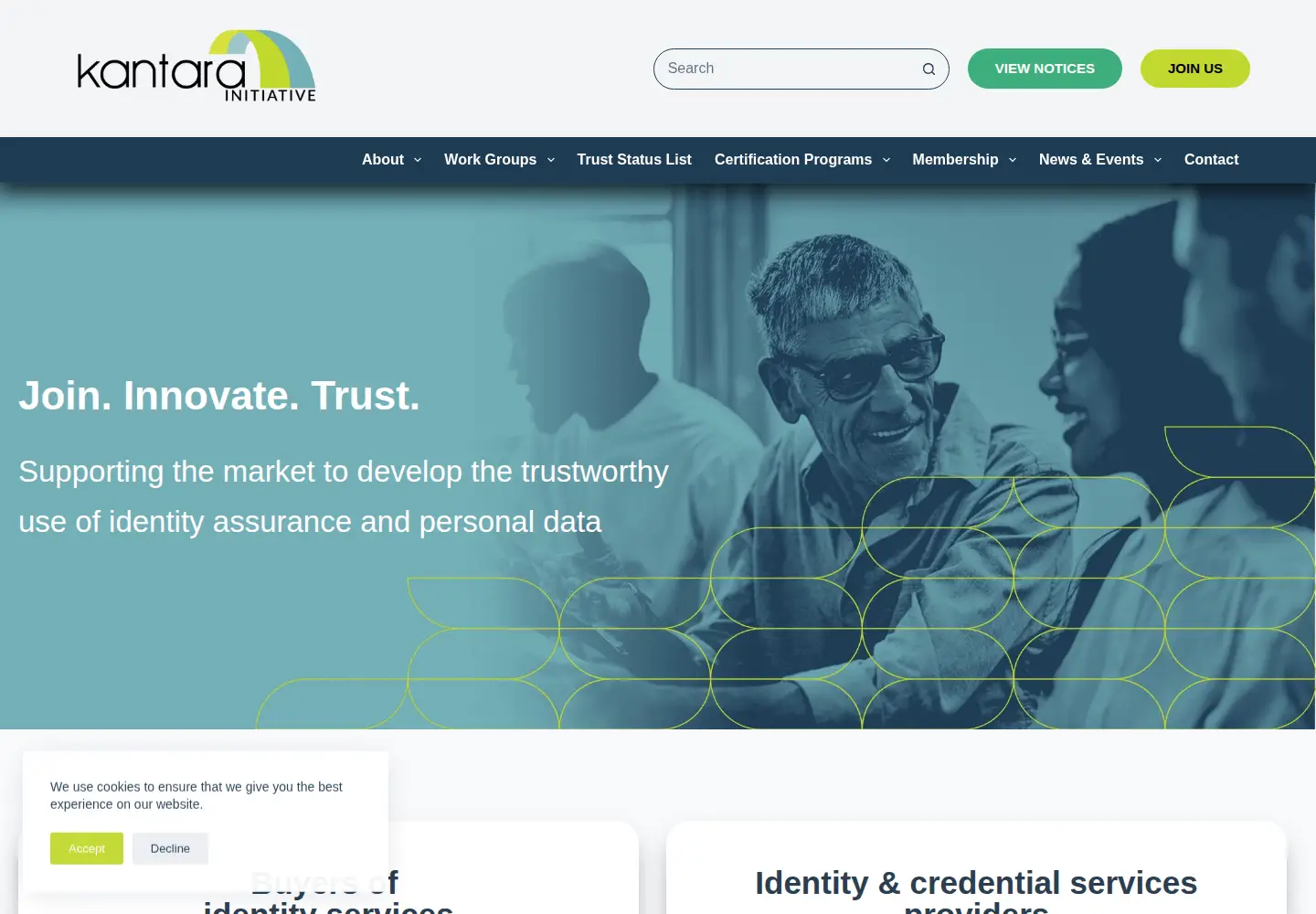 Captured homepage of kantarainitiative.org in the current scan