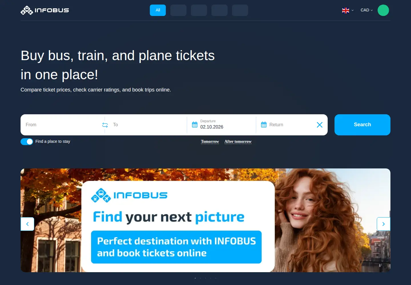 Screenshot of infobus.eu