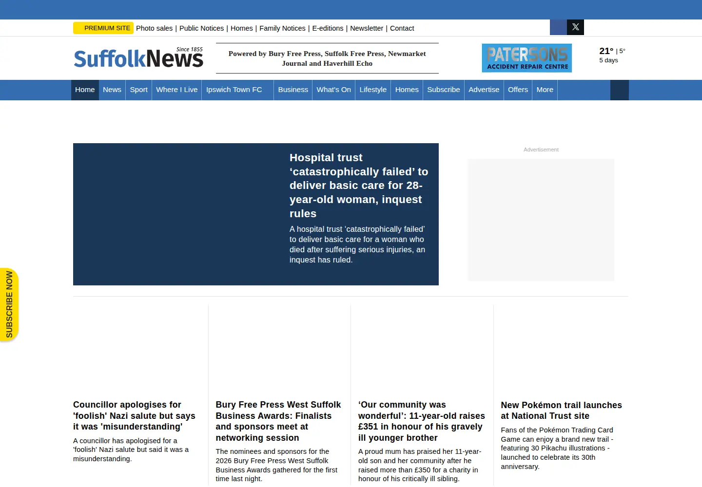 Screenshot of suffolknews.co.uk