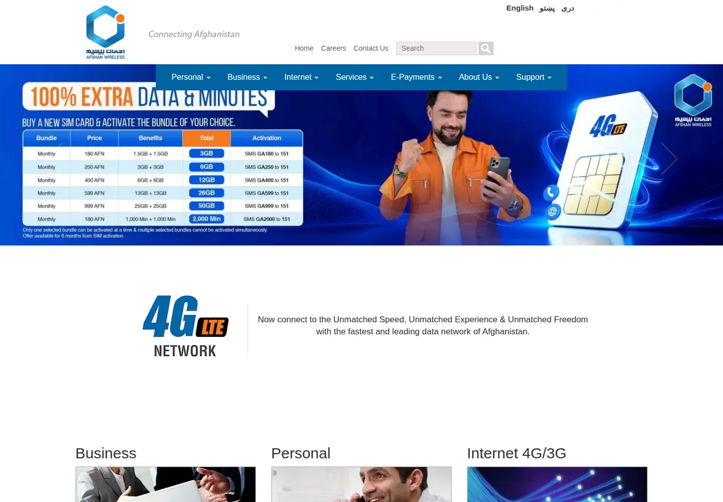 Screenshot of afghan-wireless.com