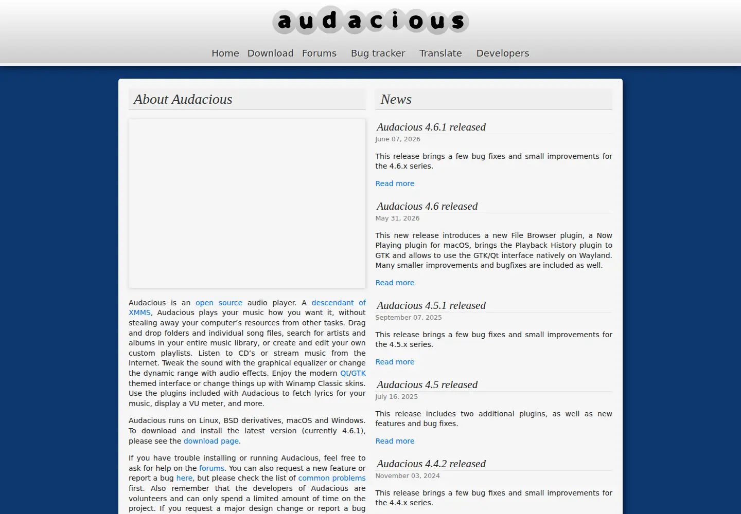 Screenshot of audacious-media-player.org