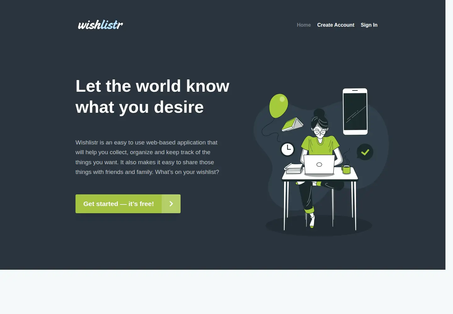 Screenshot of wishlistr.com