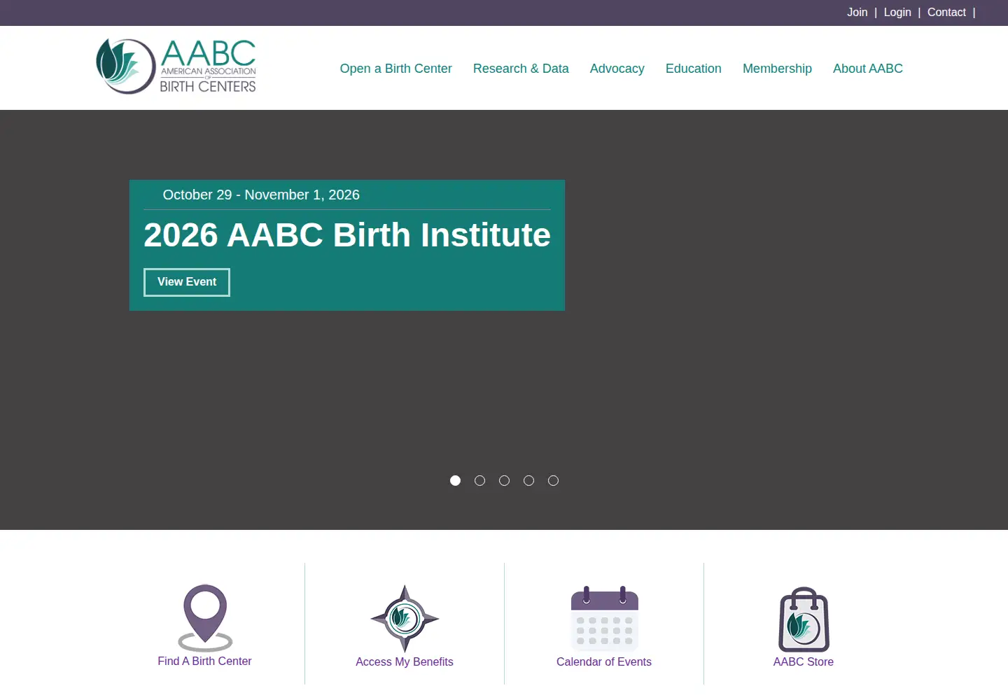 Screenshot of birthcenters.org