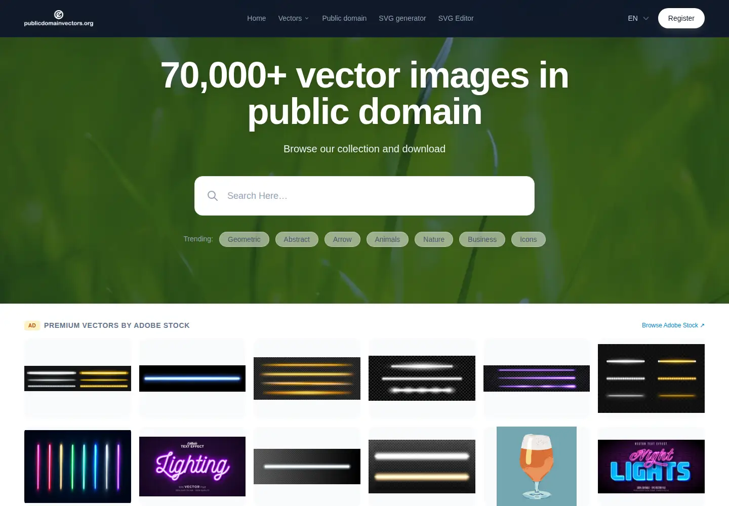 Screenshot of publicdomainvectors.org