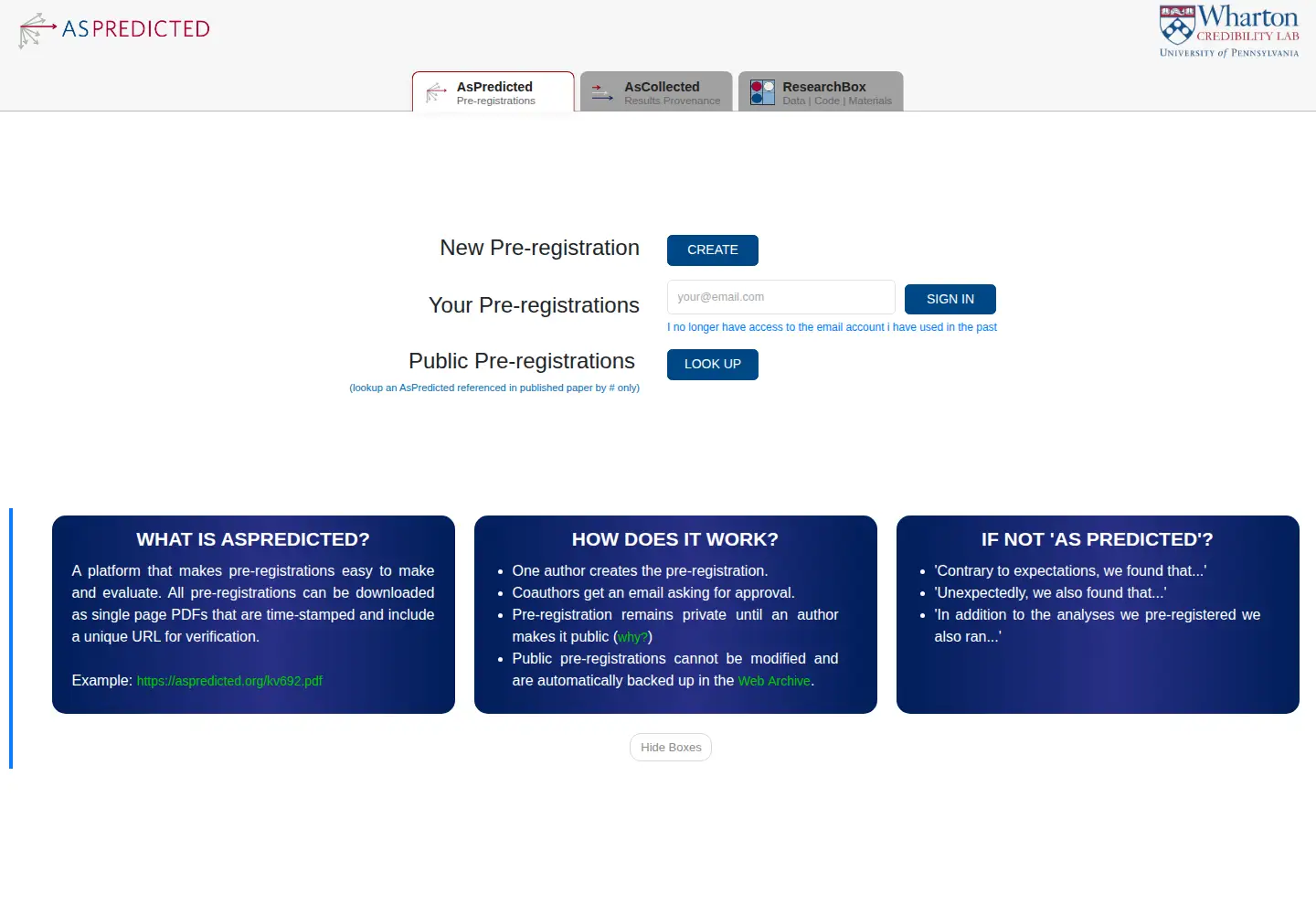 Screenshot of aspredicted.org