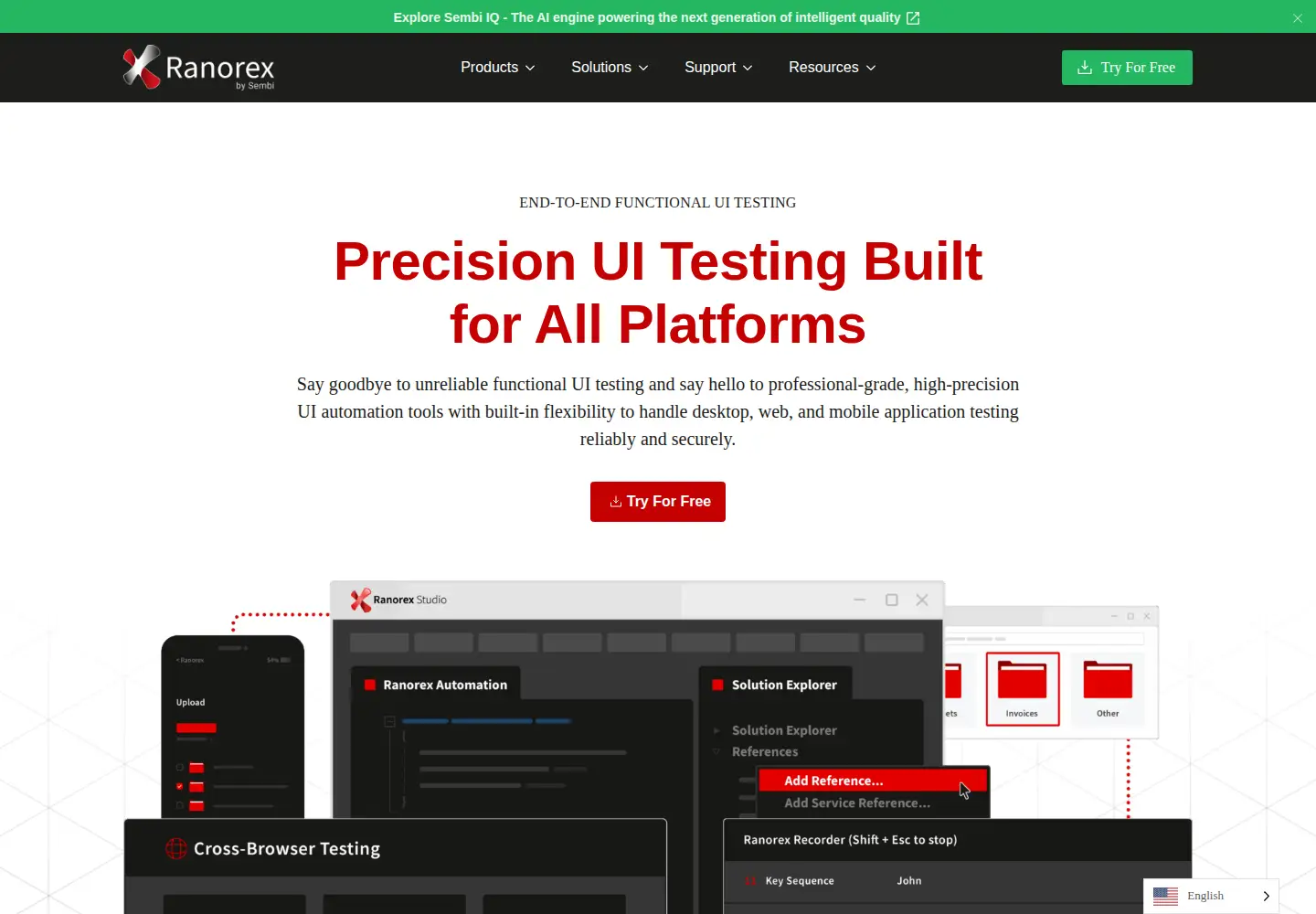 Screenshot of ranorex.com