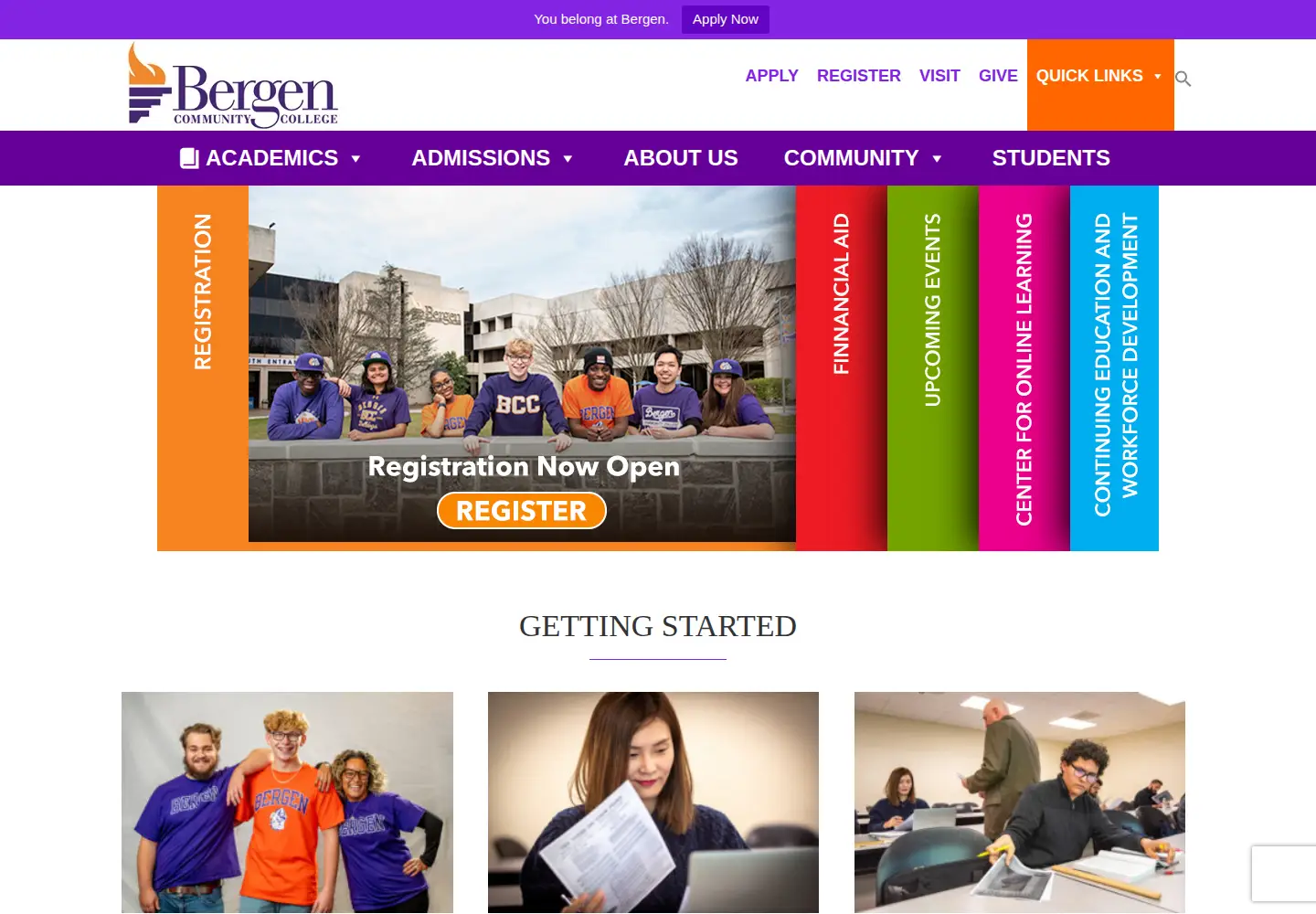 Screenshot of bergen.edu