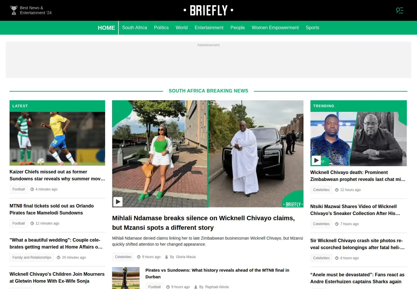 Screenshot of briefly.co.za