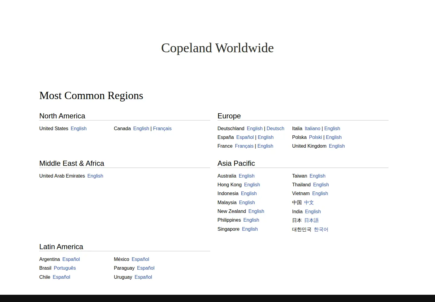 Screenshot of copeland.com