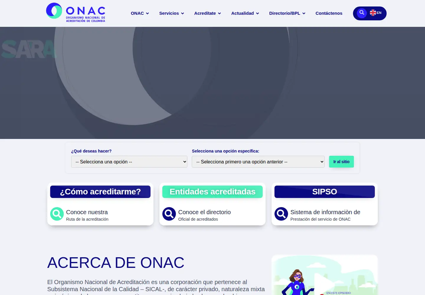 Screenshot of onac.org.co