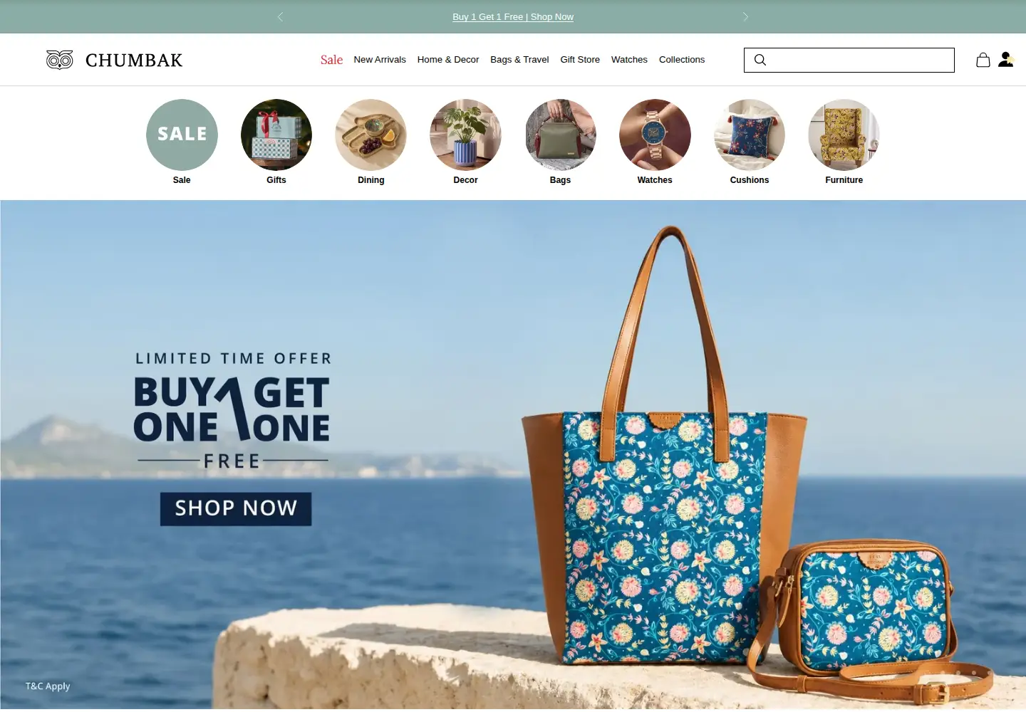 Screenshot of chumbak.com