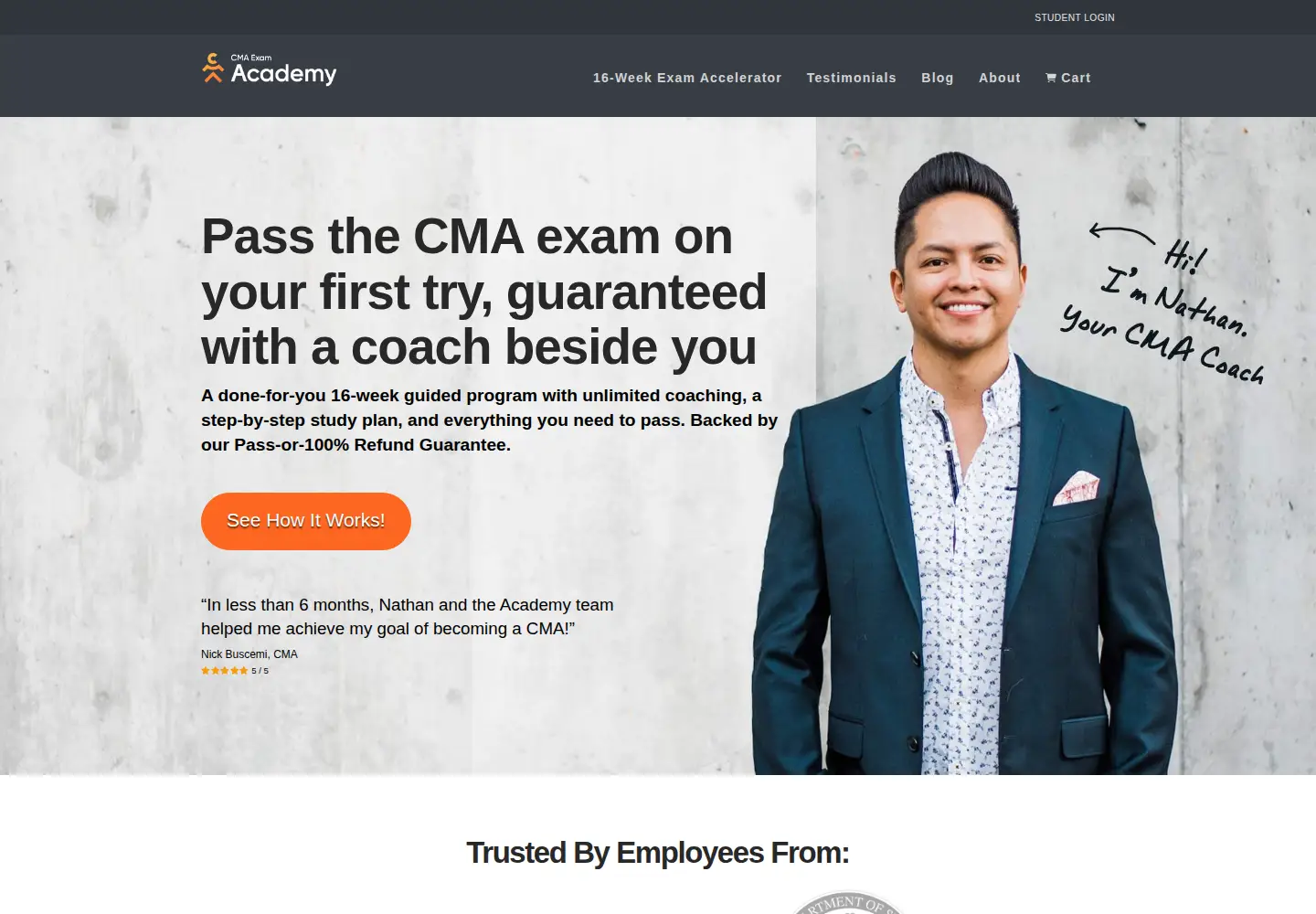 Screenshot of cmaexamacademy.com