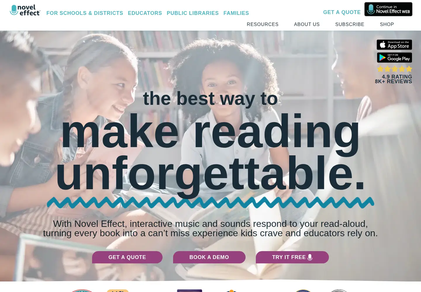 Captured homepage of noveleffect.com in the current scan