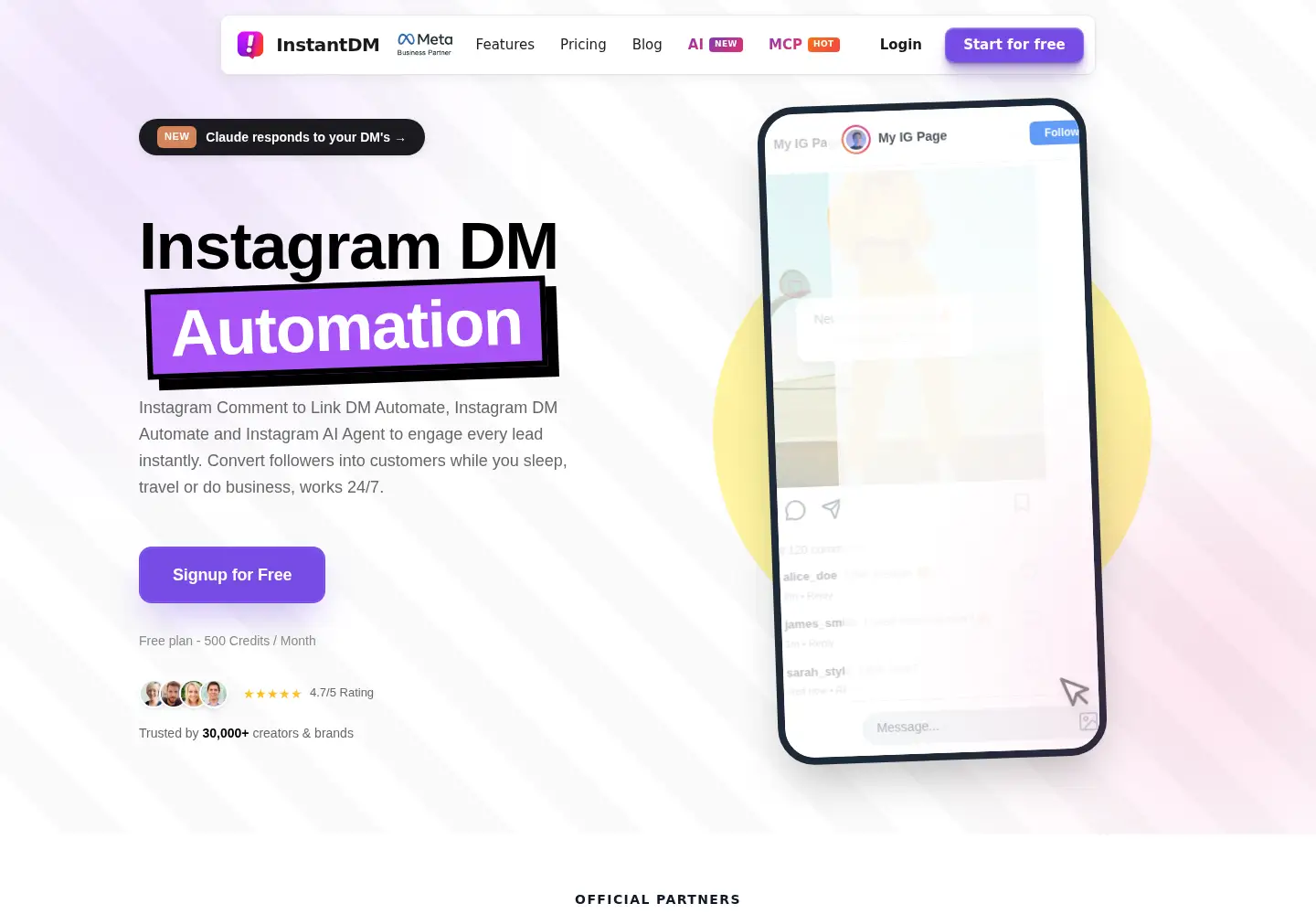 Screenshot of instantdm.com