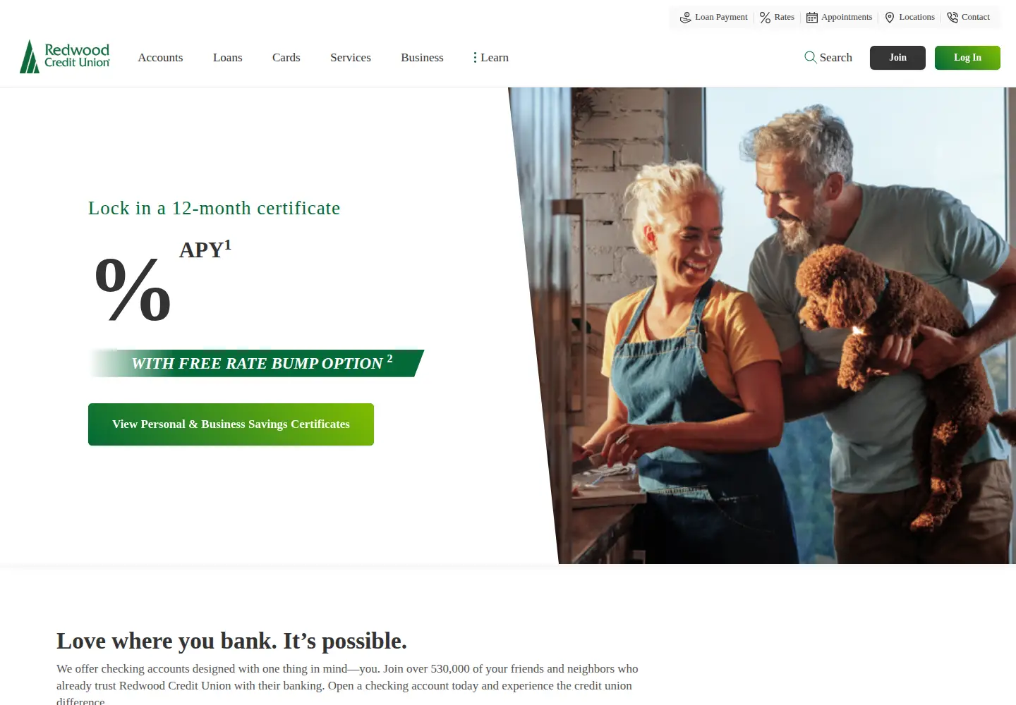 Screenshot of redwoodcu.org