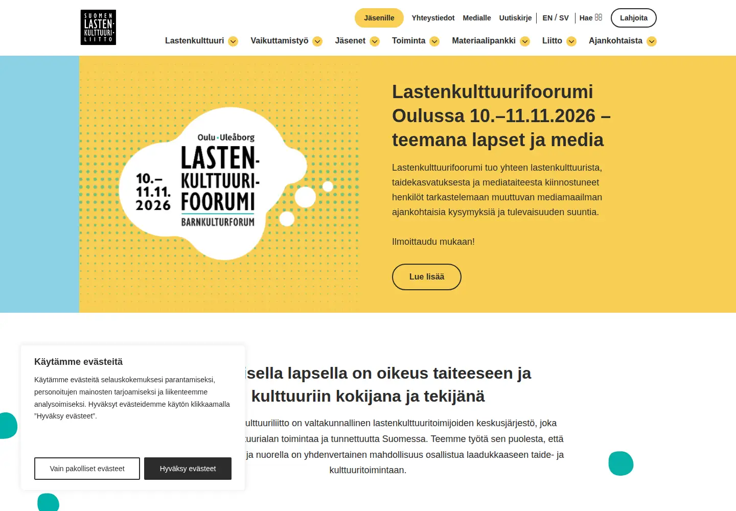 Screenshot of lastenkulttuuri.fi