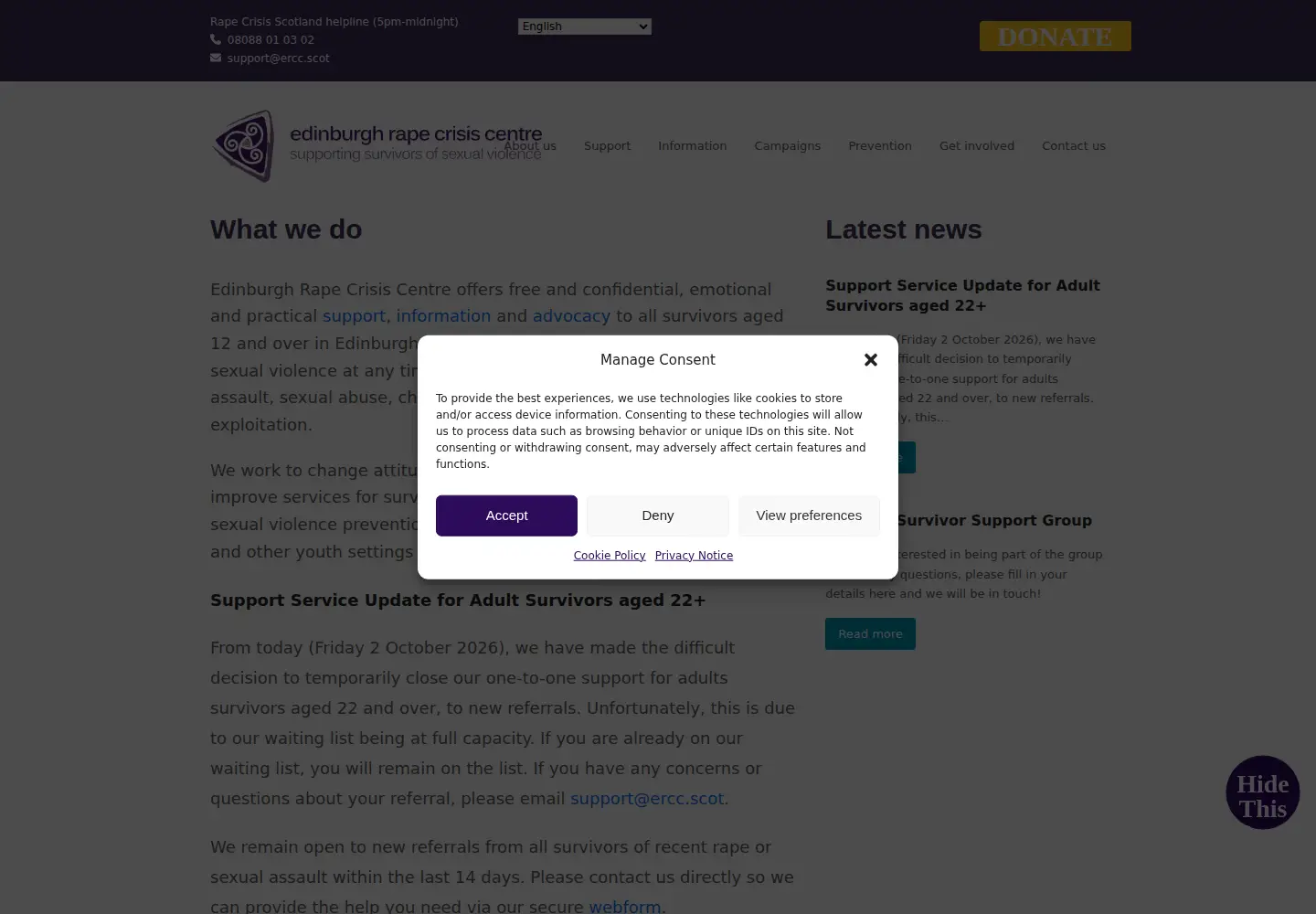 Screenshot of ercc.scot
