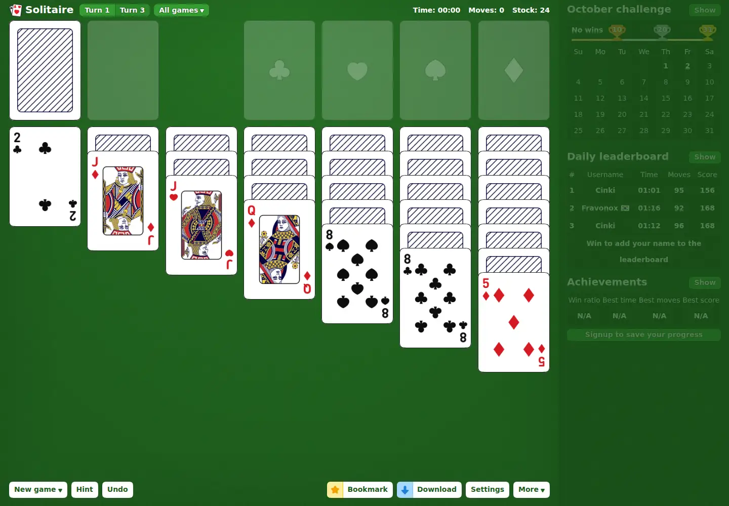 Screenshot of online-solitaire.com