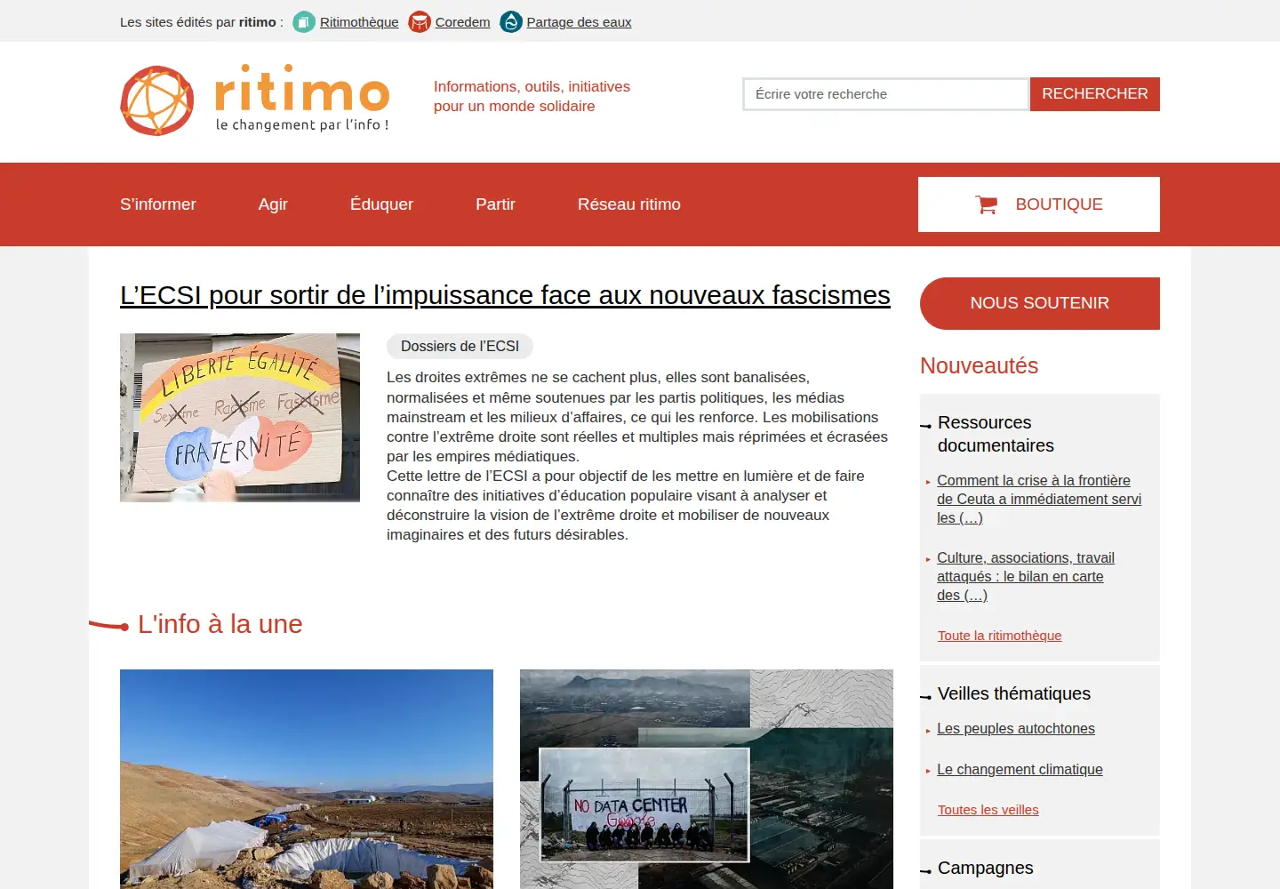 Screenshot of ritimo.org