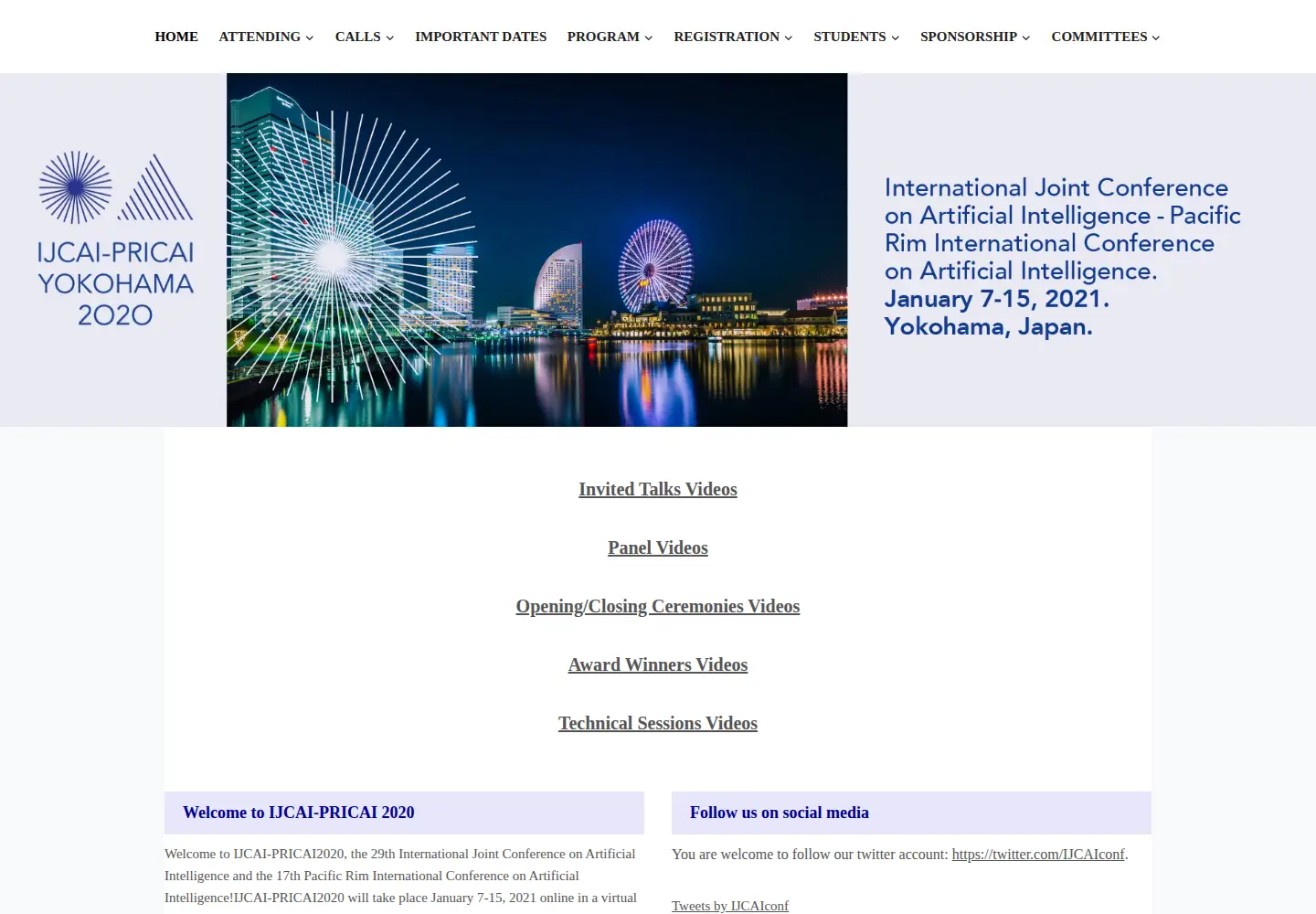 Screenshot of ijcai20.org