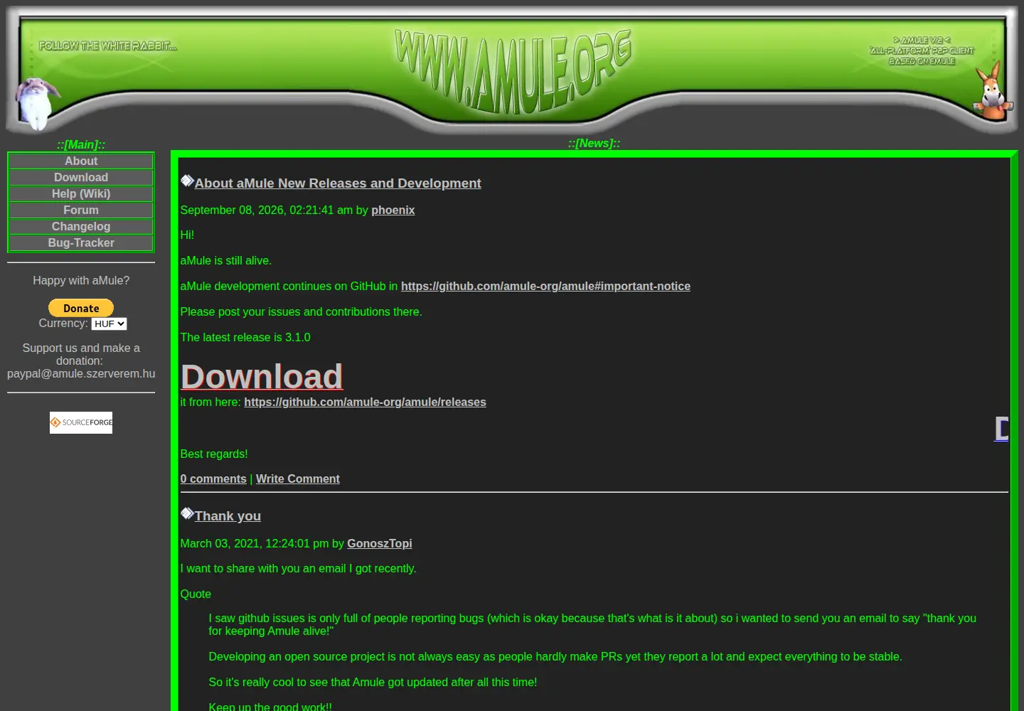 Screenshot of amule.org