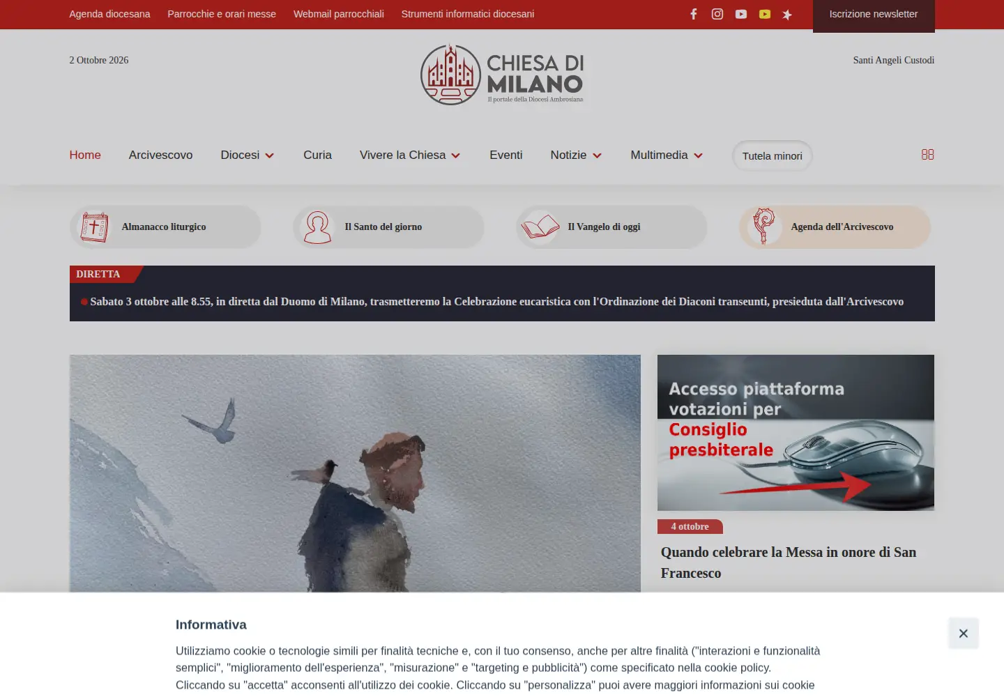 Screenshot of chiesadimilano.it
