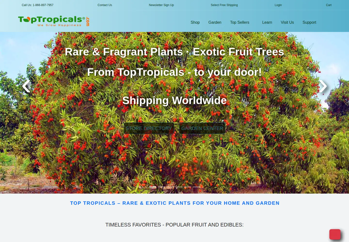 Screenshot of toptropicals.com