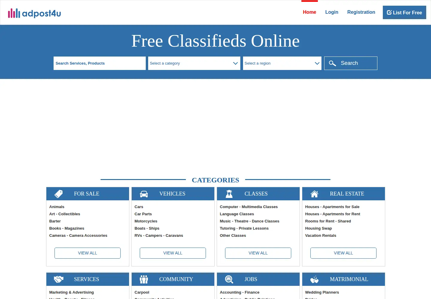Screenshot of adpost4u.com