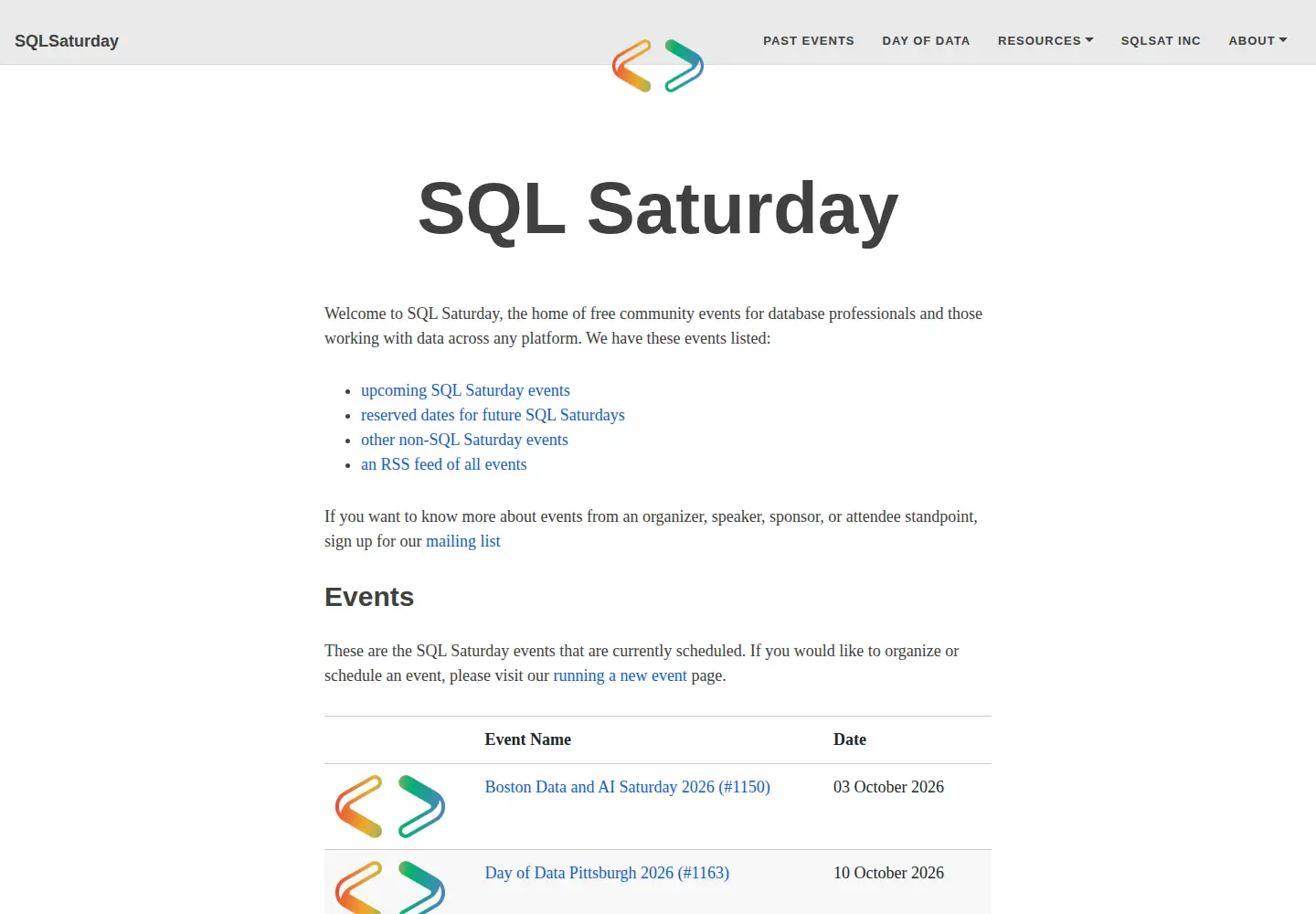 Screenshot of sqlsaturday.com