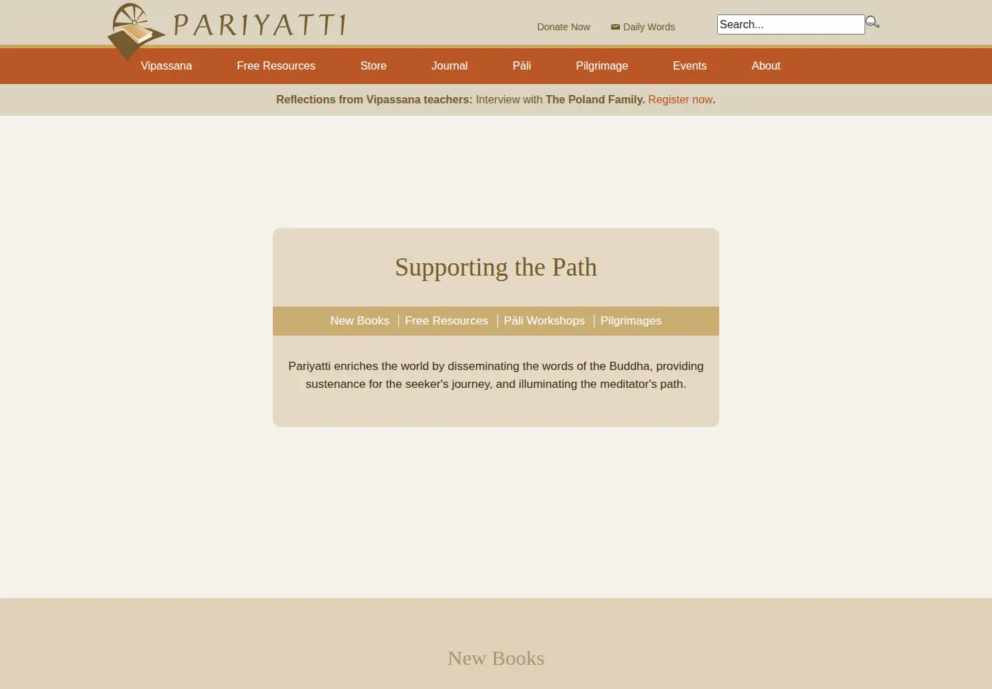 Screenshot of pariyatti.org