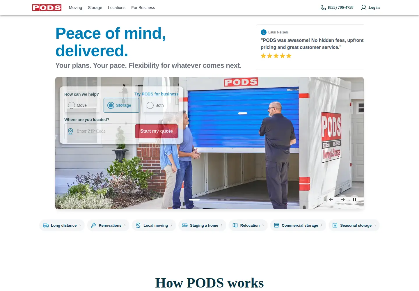Screenshot of pods.com