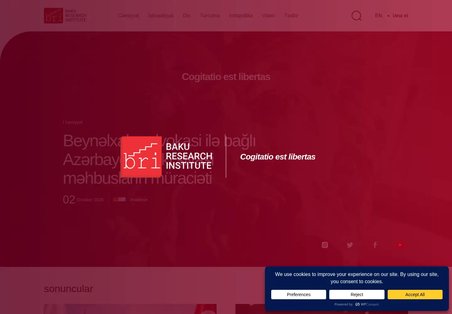 Screenshot of bakuresearchinstitute.org