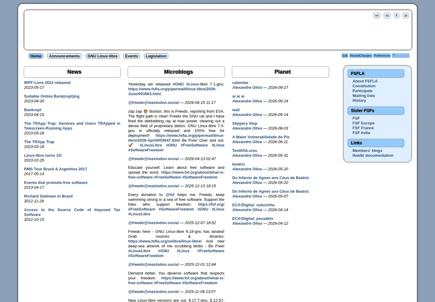 Screenshot of fsfla.org