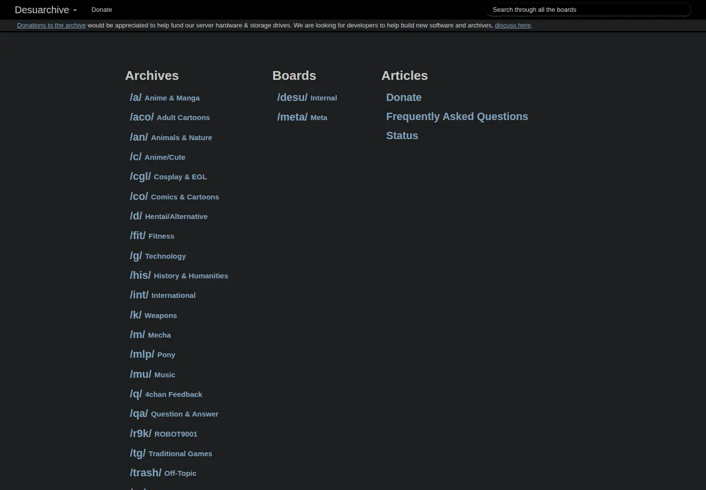 Screenshot of desuarchive.org