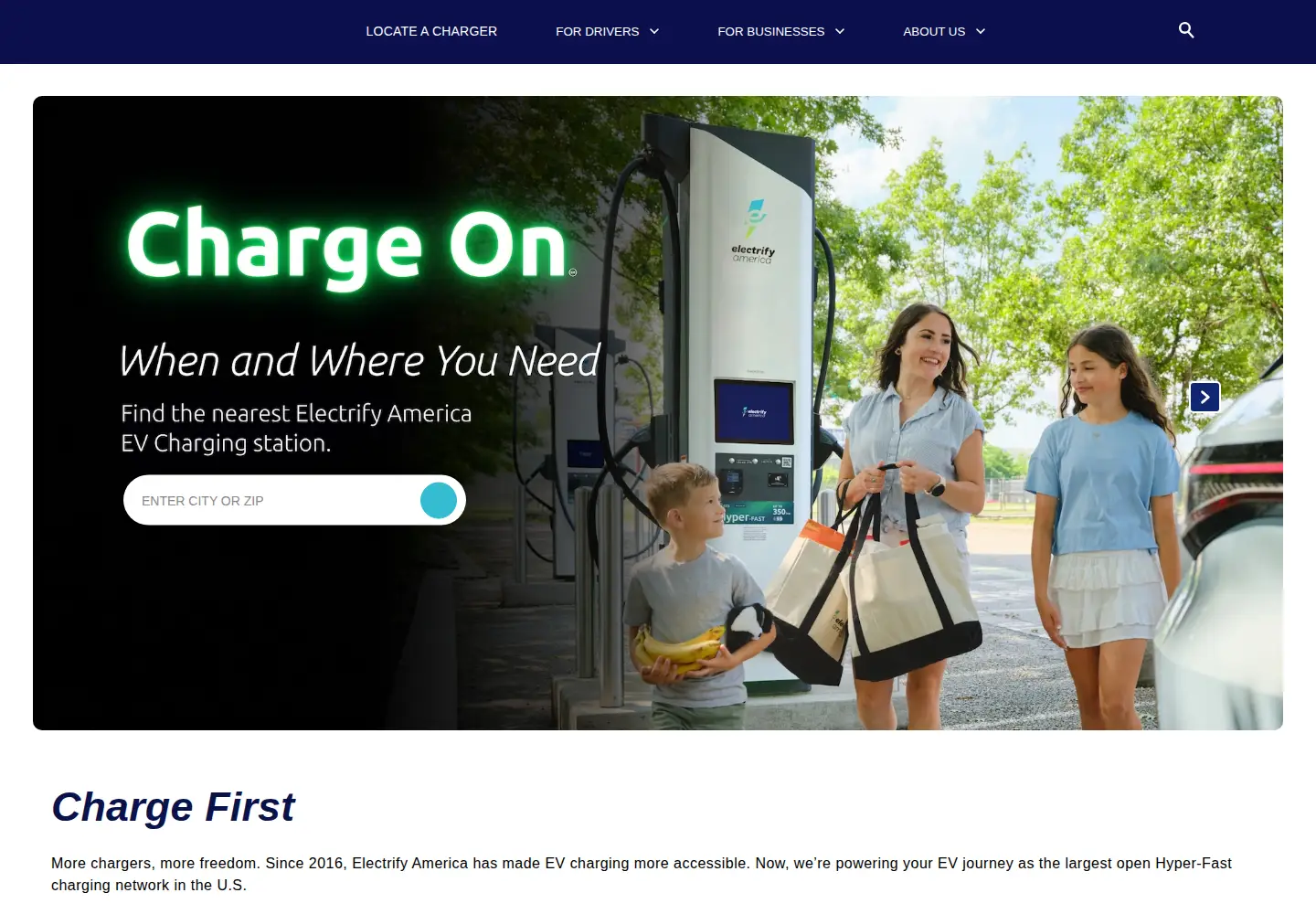 Screenshot of electrifyamerica.com