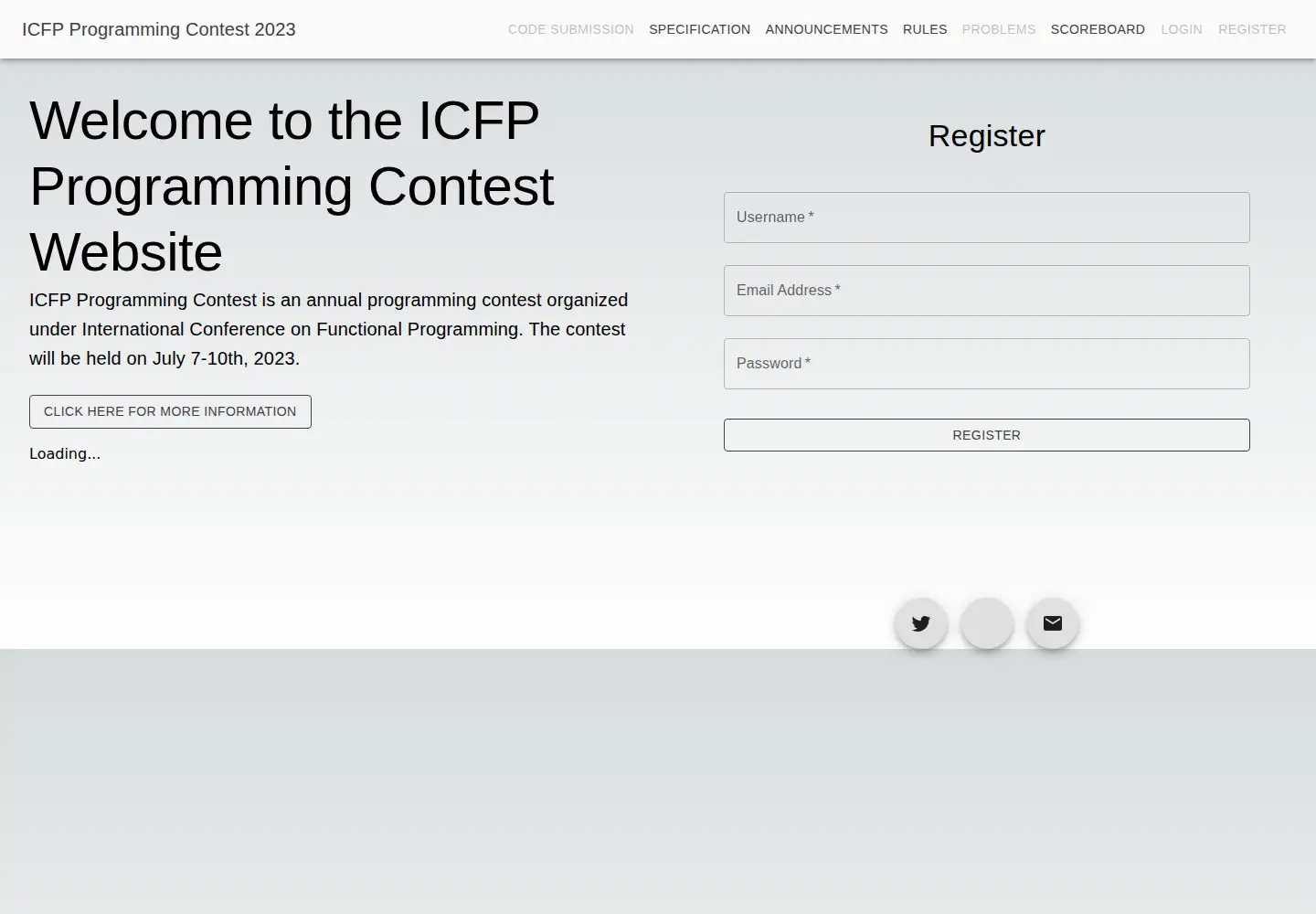 Screenshot of icfpcontest.org