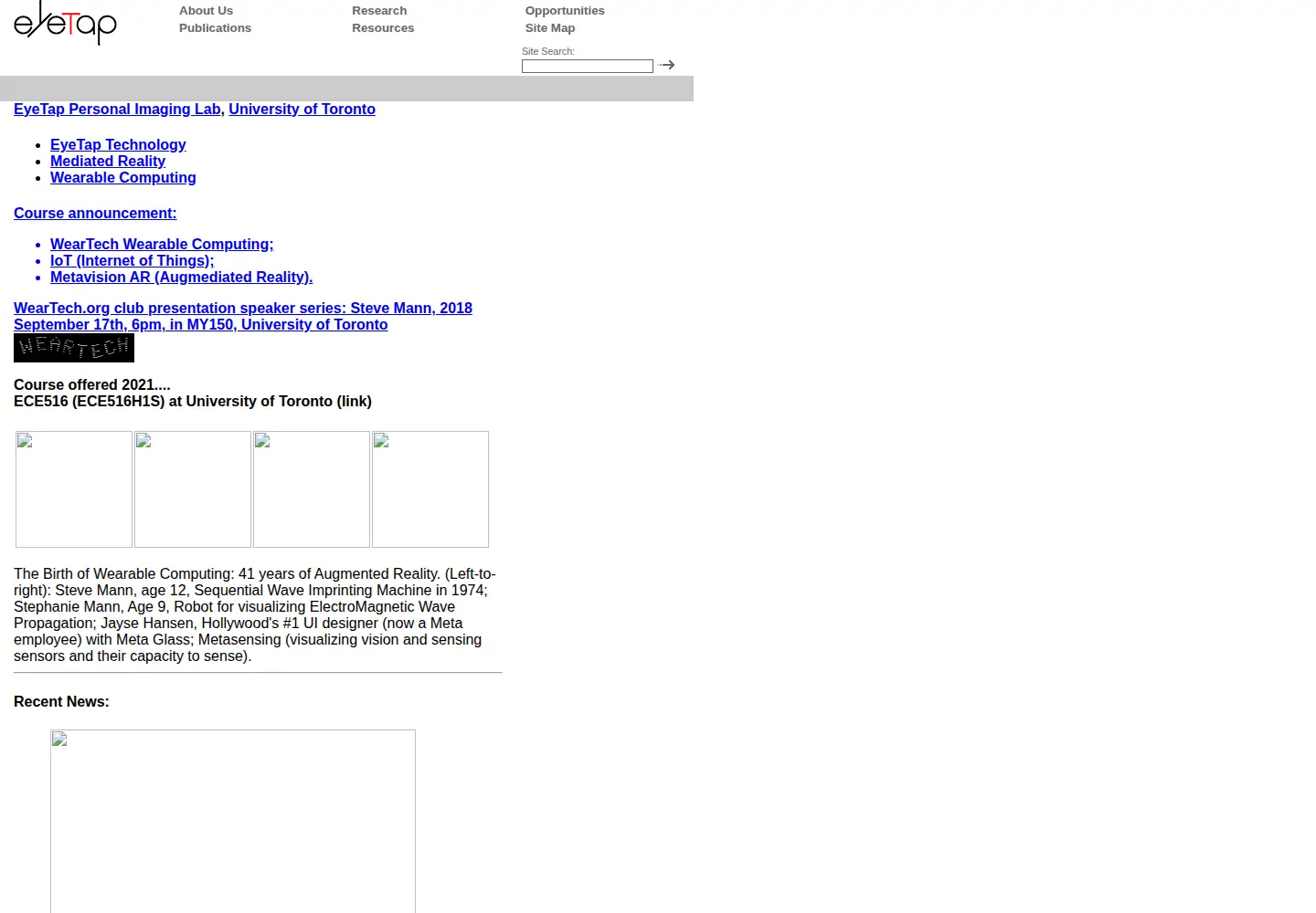 Screenshot of eyetap.org