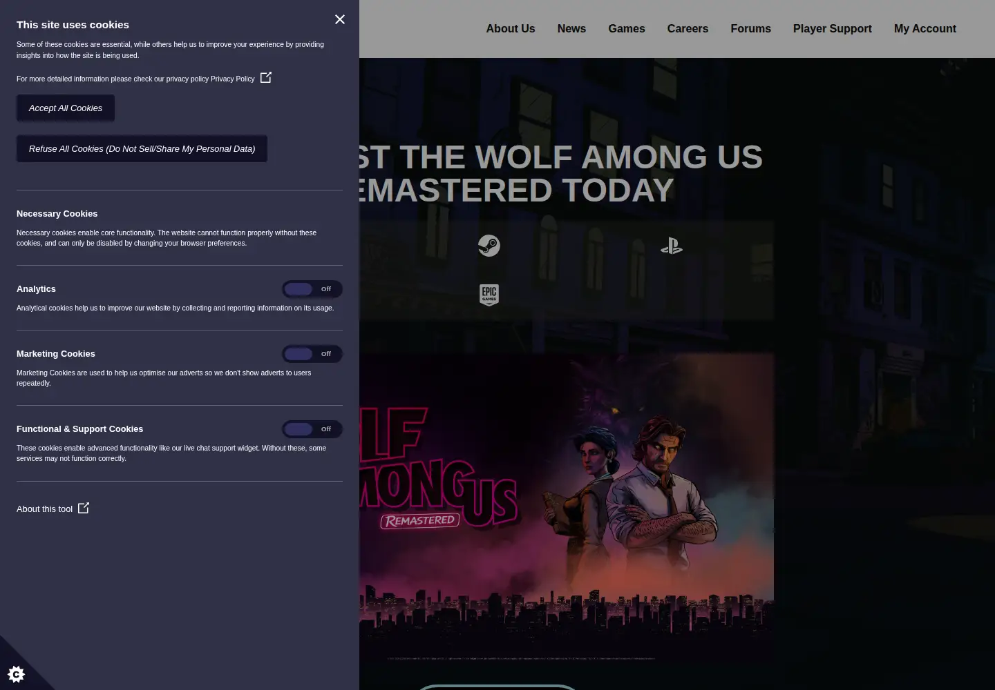 Screenshot of telltalegames.com