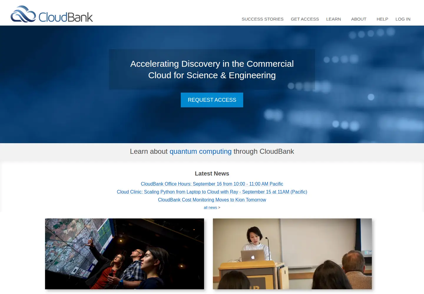Screenshot of cloudbank.org