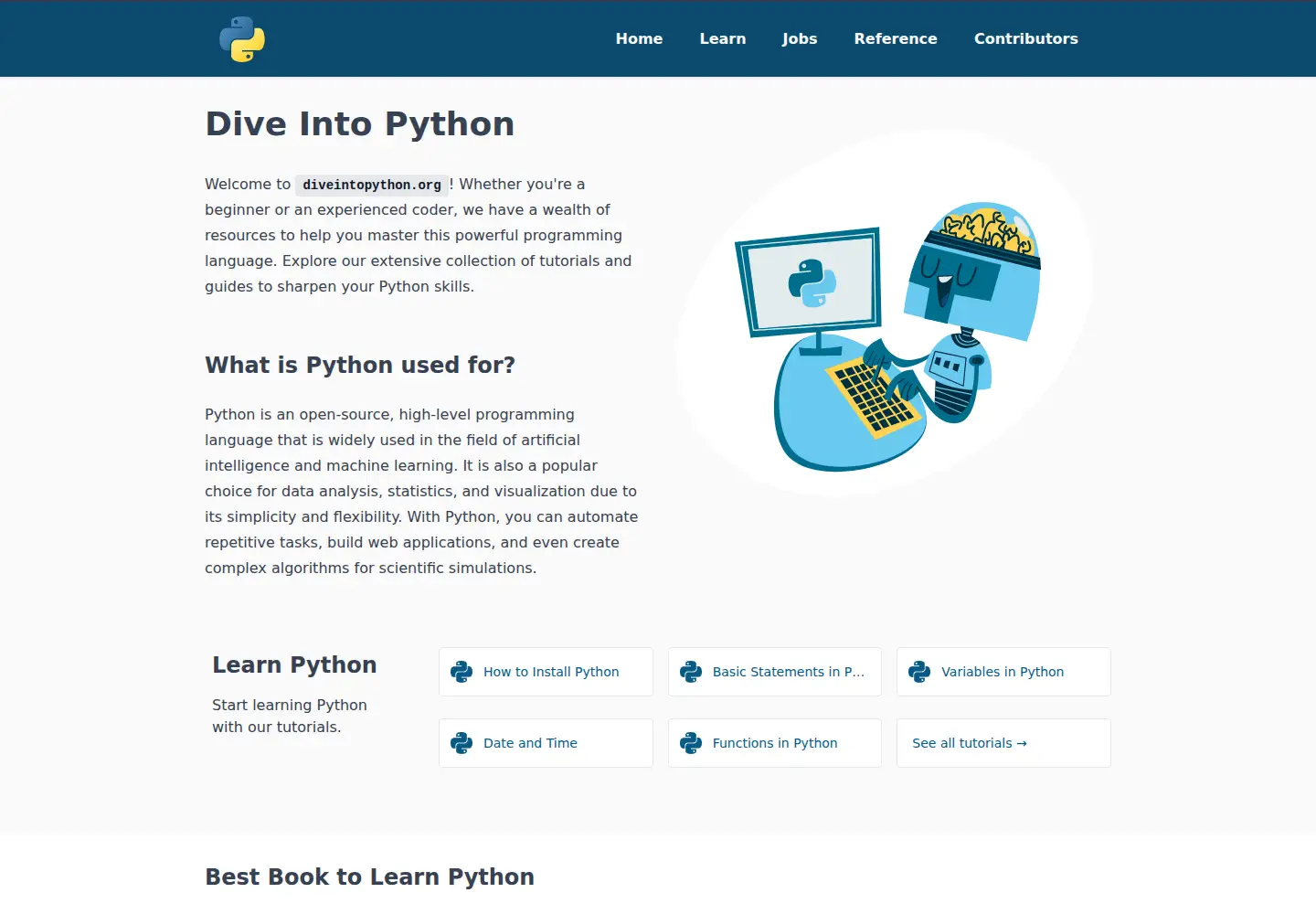 Screenshot of diveintopython.org