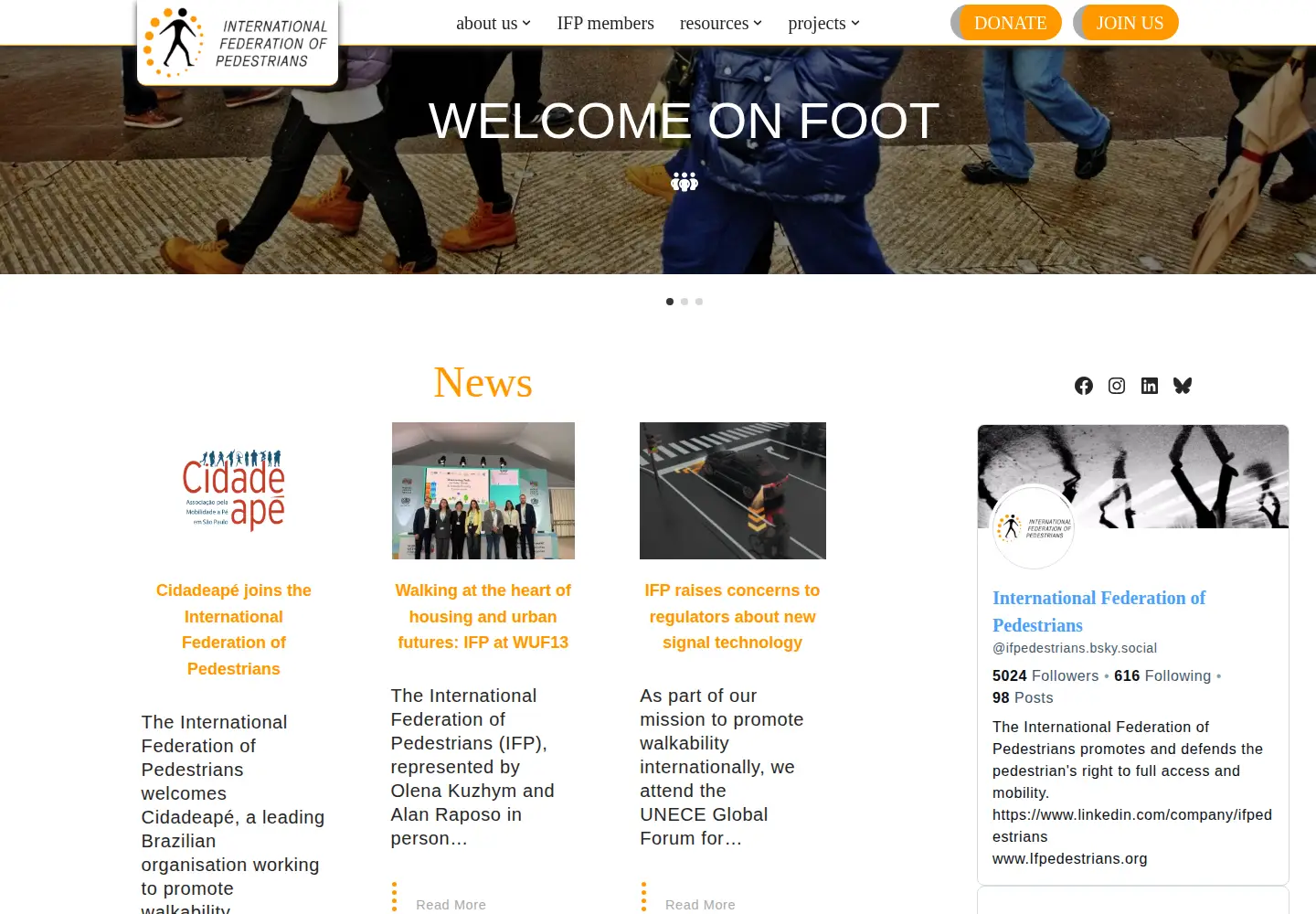 Screenshot of pedestrians-int.org