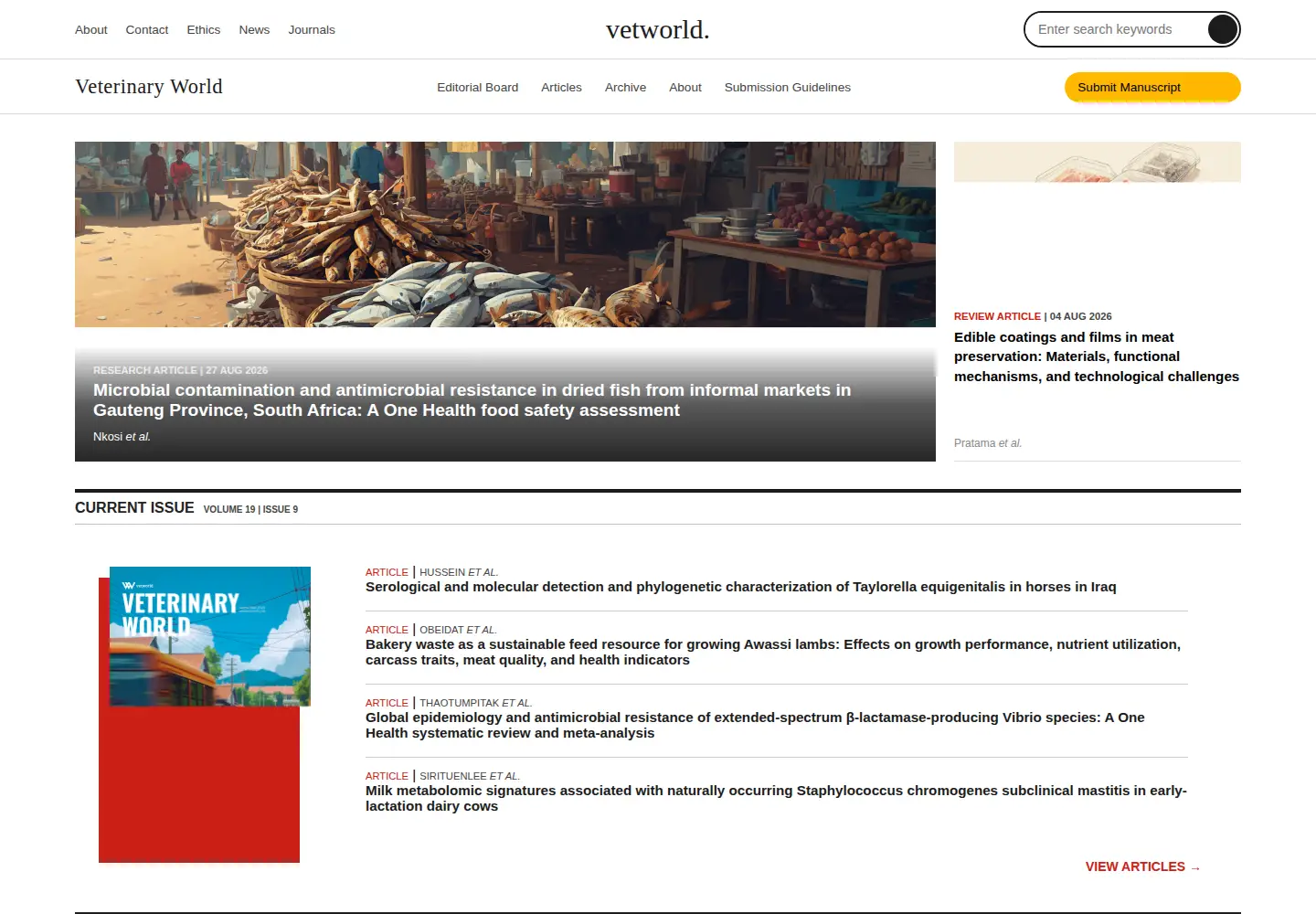 Screenshot of veterinaryworld.org