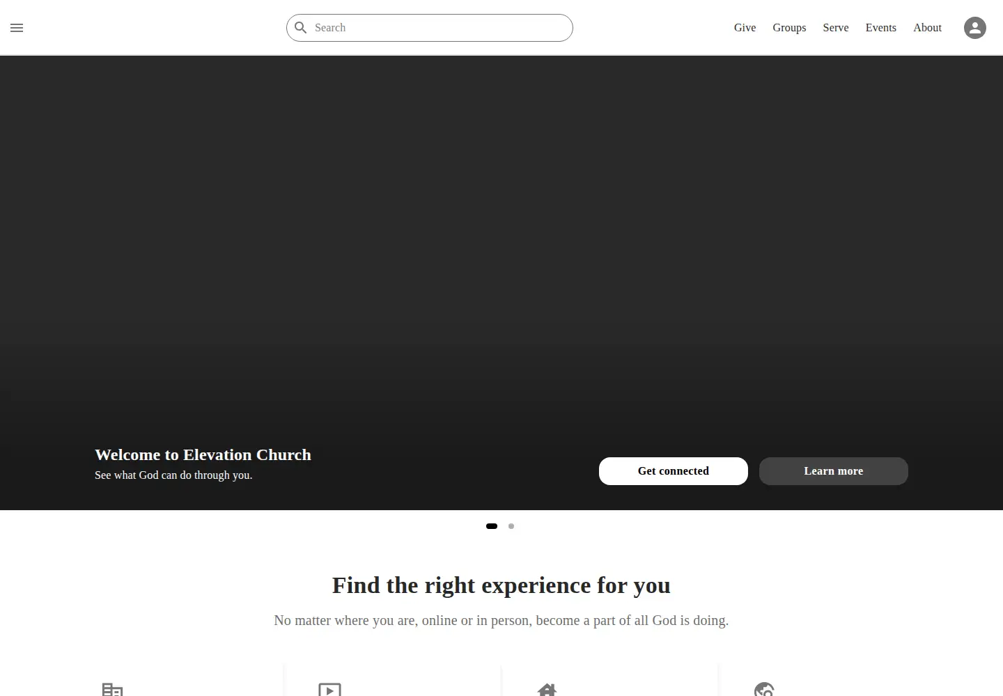 Screenshot of elevationchurch.org