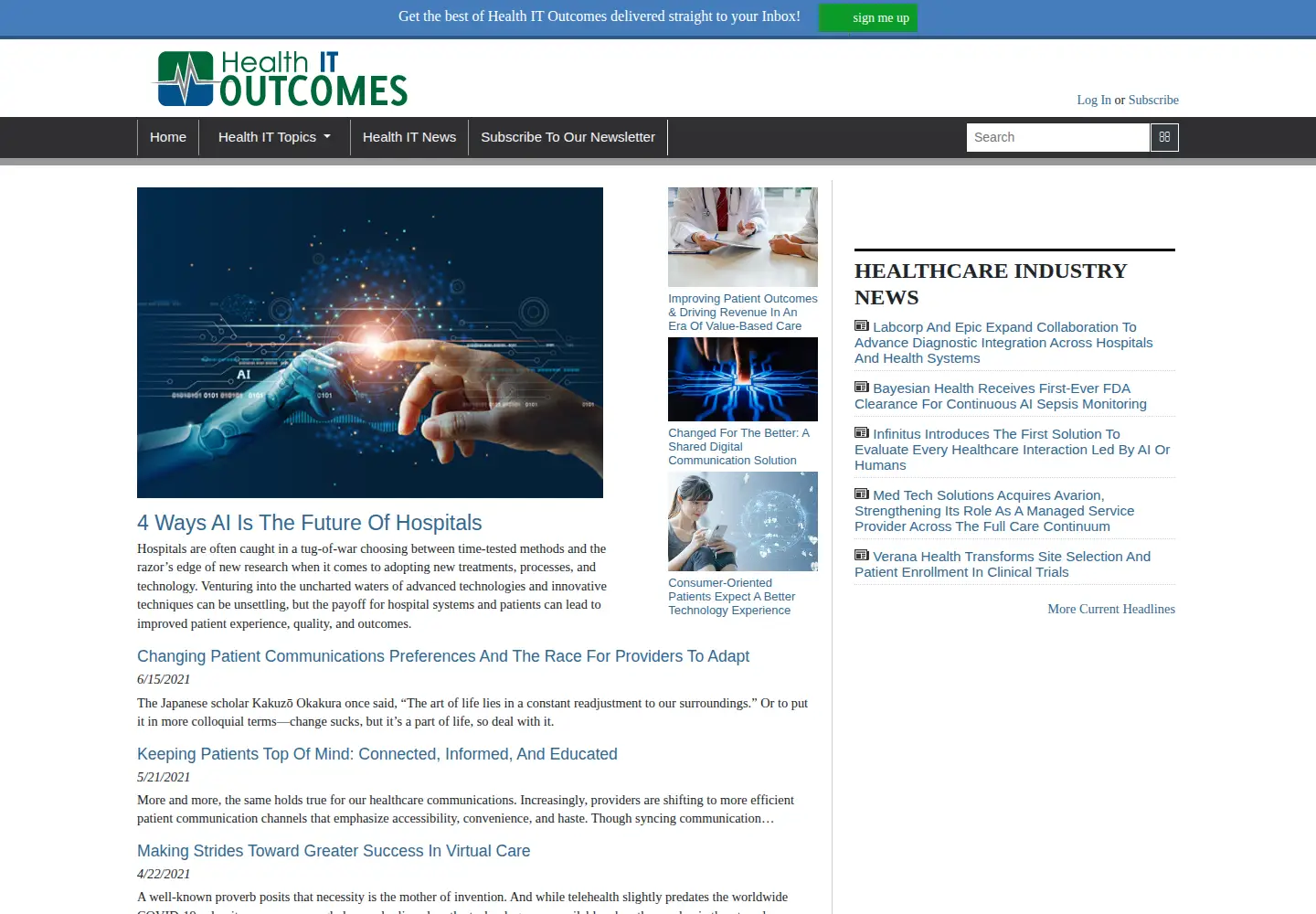 Screenshot of healthitoutcomes.com