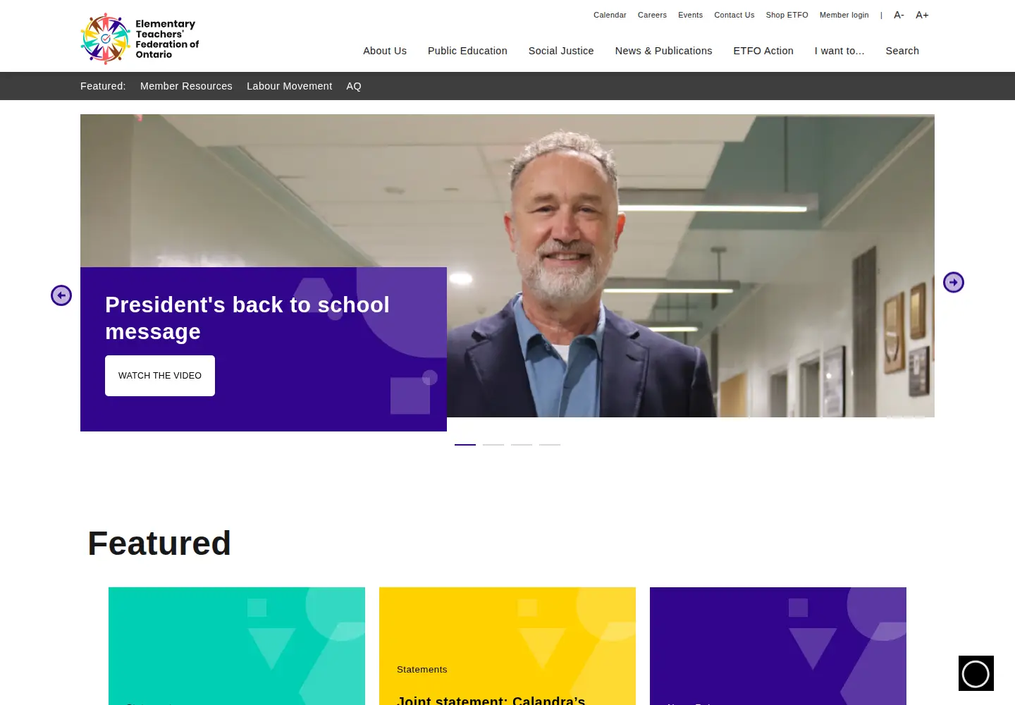 Screenshot of etfo.ca