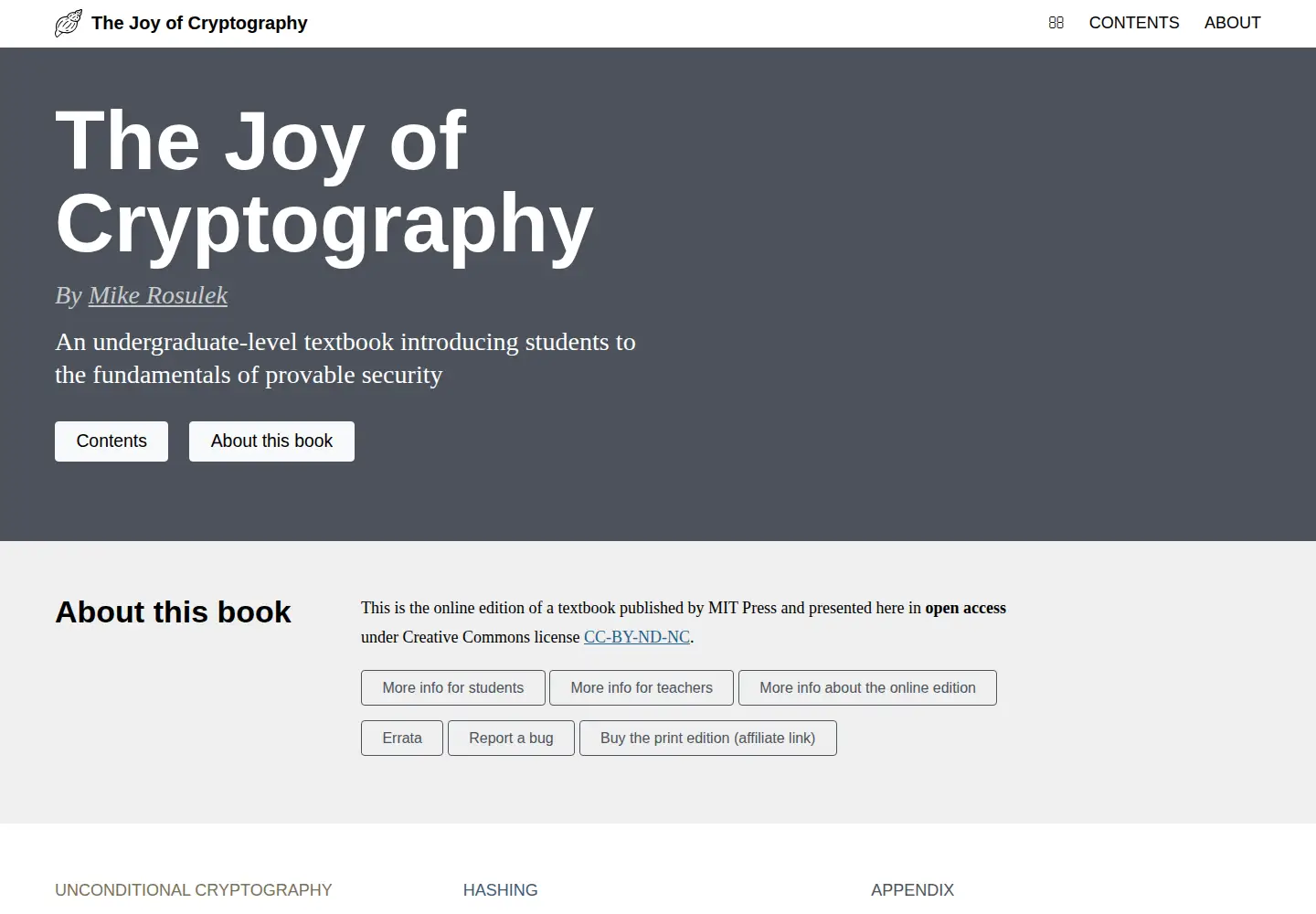Captured homepage of joyofcryptography.com in the current scan