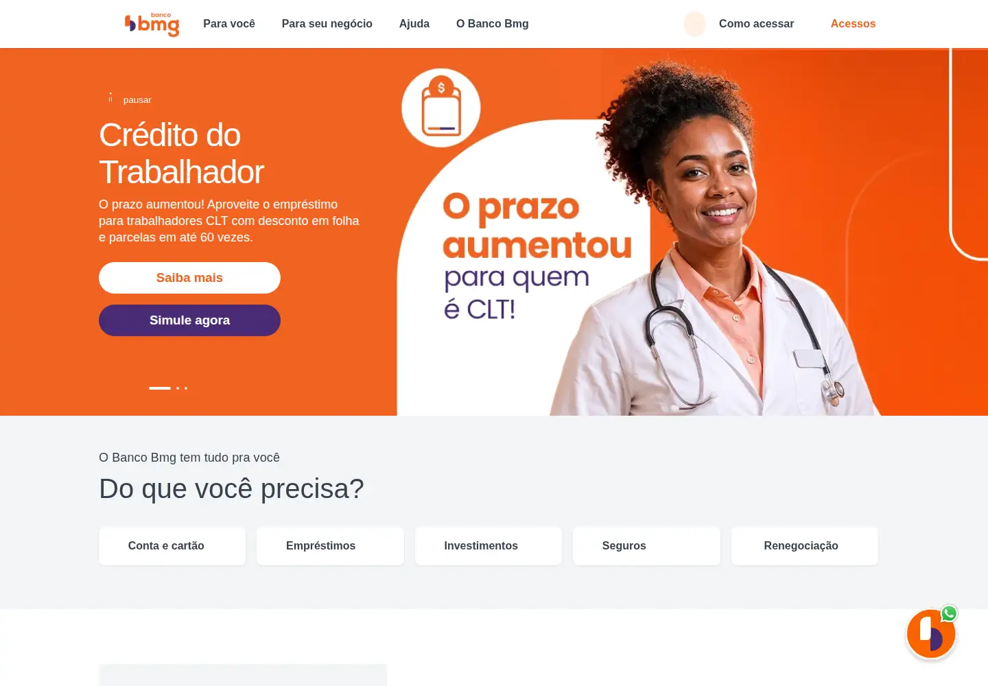 Screenshot of bancobmg.com.br