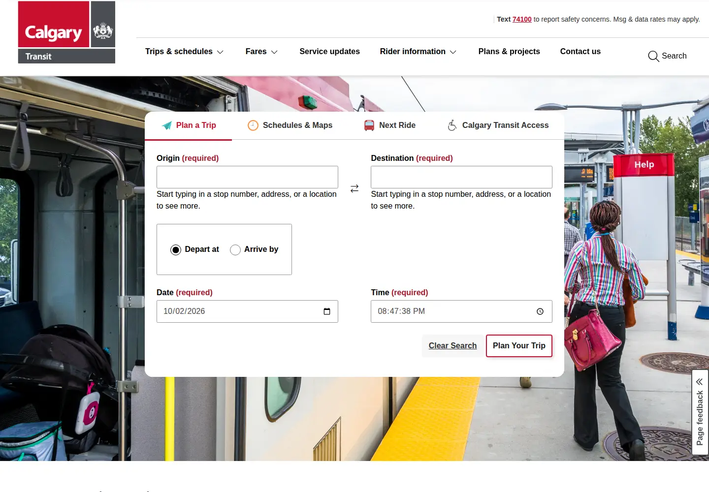 Screenshot of calgarytransit.com