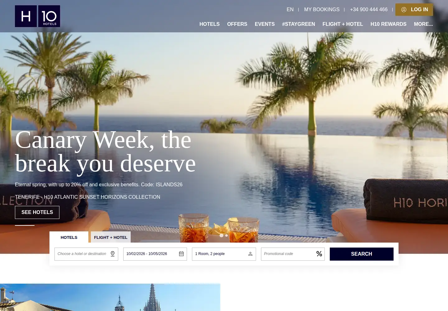 Screenshot of h10hotels.com
