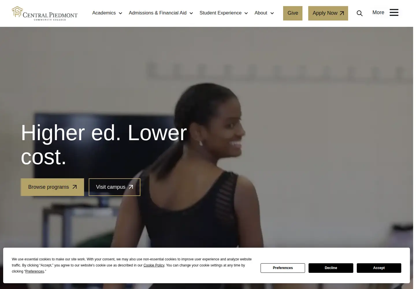 Screenshot of cpcc.edu